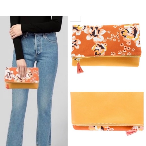RACHEL PALLY ZAHARA FAUX LEATHER FOLDOVER CLUTCH FLORAL flaw PURSE-SALE was $60 - Picture 1 of 6